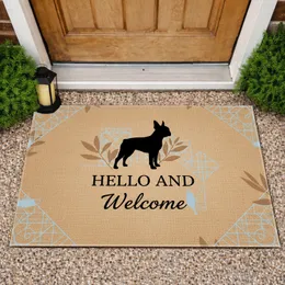 Boston Terrier Botanical Welcome Dog Sign - Entryway Home Decor Gift for Dog Lover Doormat