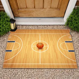 Polished Orange Basketball Half Court - Basketball Fan Decor Doormat