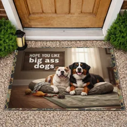 American Bulldog Bernese Mountain Dog 'Hope You Like Big Ass Dogs' Home Decor Gift Doormat