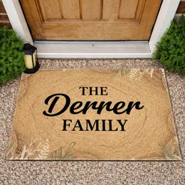 Custom Family Name Weave Botanical Frame Family Text - Home Decor Gift Doormat