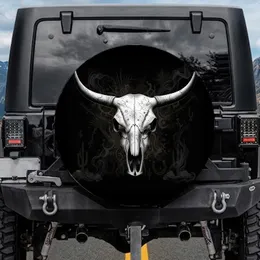 Weathered Horns Bull Skull Desert Tribal - Western Lifestyle Cowboy Gift Spare Tire Cover