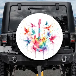 Electric Guitar Soaring Birds Paint Splatters Paint Drips Paint Speckles - Art Lover Gift Spare Tire Cover