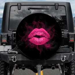 Hot Pink Kiss Mark Dark Fuchsia Smoke Swirls - Bold Style Statement Spare Tire Cover