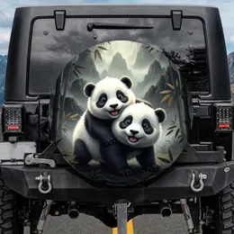 Wide-Eyed Baby Pandas Playfully Climbing Bamboo Forest Wildlife Lover Gift Spare Tire Cover
