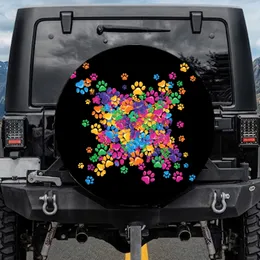 Paw Prints Varying Sizes Layered Pet Lover Gift - Outdoor Lifestyle Vehicle Accessory Spare Tire Cover