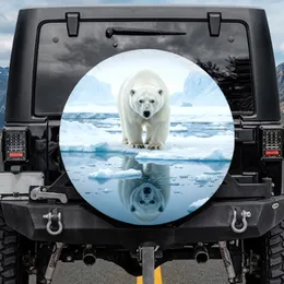 Powerful Arctic White Polar Bear Reflection Majestic Iceberg Scene - Wildlife Lover Gift Spare Tire Cover