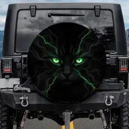 Glowing Green Cat Eyes Lightning - Driving Enthusiast Gift Spare Tire Cover