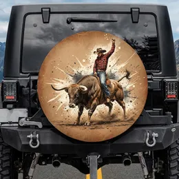 Bucking Bull Rodeo Cowboy - Western Lifestyle Fan Gift Spare Tire Cover