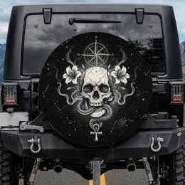 Skull Serpent Ankh Guiding Star Lily Flowers - Car Decor Gift Spare Tire Cover