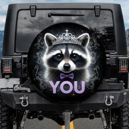 Crowned Raccoon Diamond Tiara Purple Bow Tie YOU - Wildlife Lover Gift Spare Tire Cover