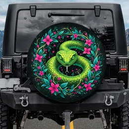 Vibrant Green Snake Bioluminescent Jungle Flora Outdoor Adventure Gear Spare Tire Cover