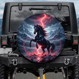Black Horse Lightning Mountain Storm - Outdoor Adventure Gift Spare Tire Cover