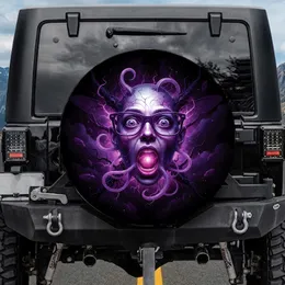 Surreal Face Purple Glasses Glowing Tendrils - Unique Auto Decor Gift Spare Tire Cover