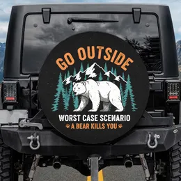 White Bear Mountain Go Outside Worst Case Scenario - Wildlife Lover Outdoor Gift Spare Tire Cover