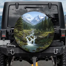 Alpine Mountain Stream Forest Waterfalls - Nature Lover Outdoor Adventure Gift Spare Tire Cover