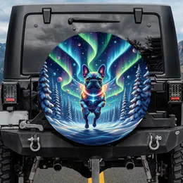 French Bulldog Aurora Winter Forest - Magical Dog Lover Adventure Gift Spare Tire Cover