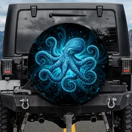 Bioluminescent Octopus Swirling Currents Deep Sea Ocean Lover Gift Spare Tire Cover