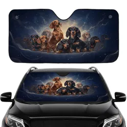 Smooth Red Black Tan Dachshund Dogs Group Car Decor - Dachshund Lover Gift Car Sunshade