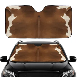 Natural Cowhide Rich Brown Cream Continuous Hide - Car Interior Upgrade for Cow Lover Car Sunshade