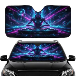 Futuristic Alien DJ Neon Turntables Cosmic - Car Interior Upgrade Car Sunshade