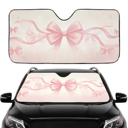 Flowing Pearlescent Sheen Fabric Folds Blush Pink Ribbons Bows Car Interior Upgrade Car Sunshade