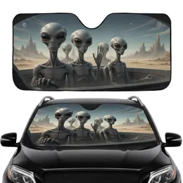 Gray Aliens Desert Convoy - Sci-Fi Fan Gift for Space Exploration Lovers Car Sunshade