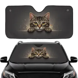 Tabby Cat Wide Yellow Eyes, Lifelike Fur - Car Decor Gift for Cat Lovers Car Sunshade