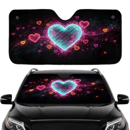 Neon Chalk Sketch Glowing Hearts Cosmic Energy Streaks - Auto Interior Decor Gift Car Sunshade
