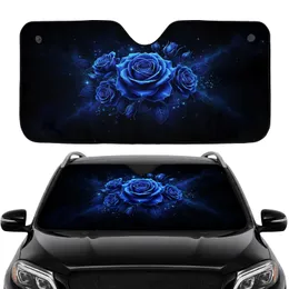 Midnight Blue Roses Luminous Petals Starlight Cosmic Nebulae - Vehicle Decor Gift Car Sunshade