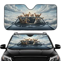 Anthropomorphic Cats Convertible Car Sky - Travel Essentials Gift Car Sunshade