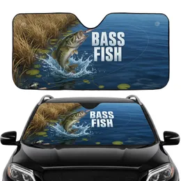 Large-Mouth Bass Fish Leaping Fishing Lure - Fishing Enthusiast Gift for Fishermen Car Sunshade