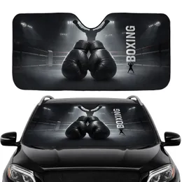 Worn Boxing Gloves Boxer Silhouette Arena - Sports Fan Gift for Boxing Fans Car Sunshade