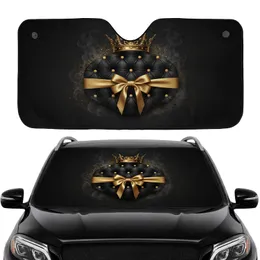 Regal Golden Crown Tufted Leather Gold Ribbon Luxury Auto Gift Car Sunshade