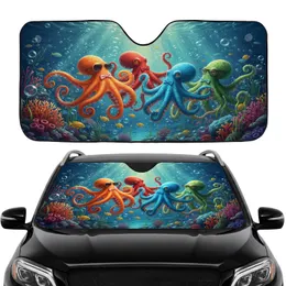Four Octopuses Deep Sea Coral Fish - Car Interior Upgrade Car Sunshade