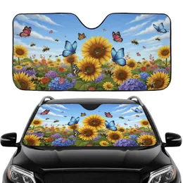 Lush Sunflowers Wildflowers Butterflies Bees Clouds - Road Trip Gift Car Sunshade