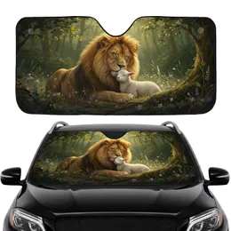 Lion Lamb Nuzzle Harmony - Car Interior Upgrade Commute Accessory Car Sunshade