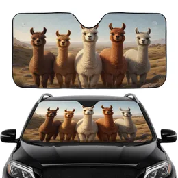 Five Curious Alpacas Sun-Drenched Plains Landscape - Travel Essentials Car Interior Upgrade Car Sunshade