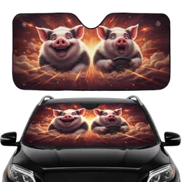 Speed Racing Pigs Steering Wheel - Road Trip Fun Gift for Automotive Enthusiasts Car Sunshade