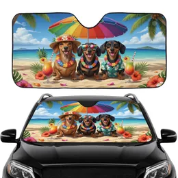 Happy Dachshunds Tropical Beach Vacation - Beach Lifestyle Gift for Dachshund Lovers Car Sunshade