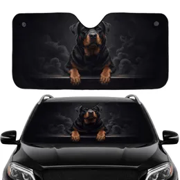 Majestic Rottweiler Dog Expressive Eyes Powerful Paws Dark Scene - Dog Lover Gift Car Sunshade