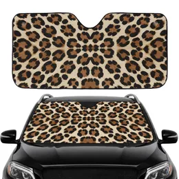 Cream Tan Deep Brown Leopard Fur Spot Animal Print Luxury Style Accent Wildlife Lover Gift Car Sunshade