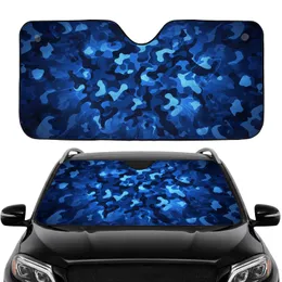 Organic Shapes Navy Blue Black Electric Camouflage Travel Essentials Traveler Gift Car Sunshade