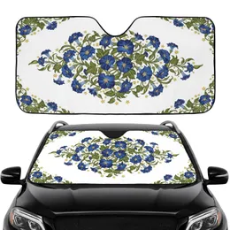 Deep Blue Flowers Botanical Tapestry Golden Stars Car Interior Upgrade Car Sunshade