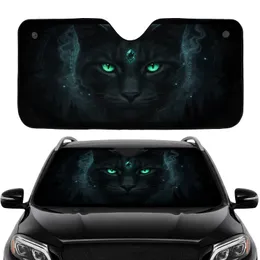 Feline Emerald Green Eyes Glowing Gem - Fantasy Lover Cat Lover Gift Car Sunshade