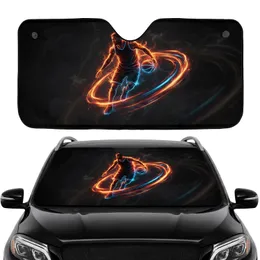 Dynamic Basketball Player Fiery Neon Dribble - Athletic Sports Fan Gift Car Sunshade