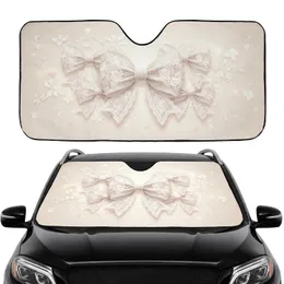 White Lace Bows Floral Accents Mesh - Car Decor Gift Car Sunshade