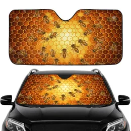 Fuzzy Honey Bees Nectar Rich Golden Honeycomb Drips - Bee Lover Everyday Use Gift Car Sunshade