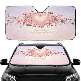 Glowing Pearlescent Heart Floral Blossoms Berries Happy Birthday Gift Car Sunshade