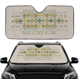 Tribal Folkloric Diamond Asterisk Zigzag Forms - Everyday Use Car Decor Gift Car Sunshade