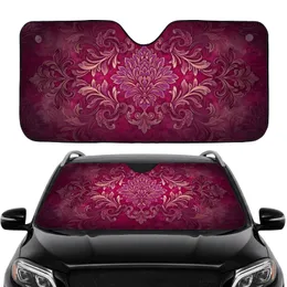 Damask Floral Blossoms Swirling Foliage Baroque Scrolls - Everyday Opulence Car Sunshade